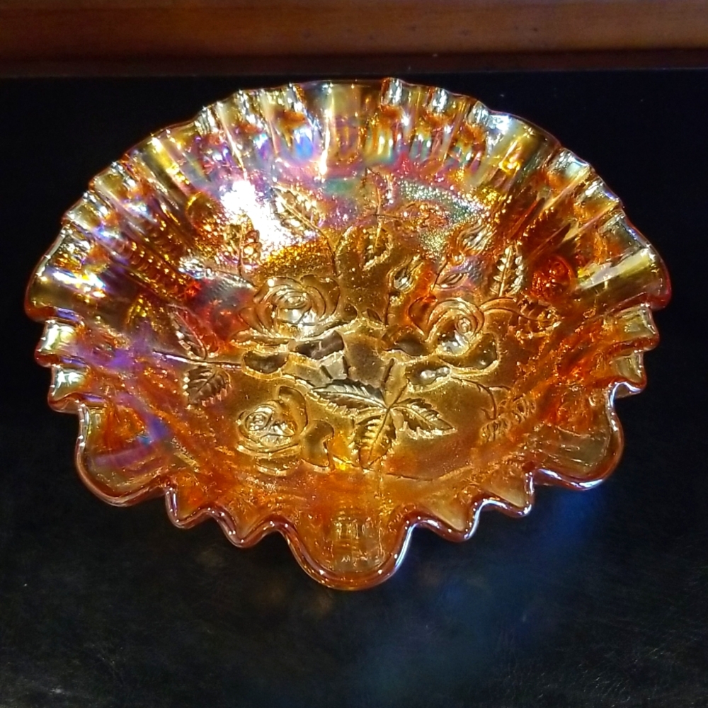 Vintage Imperial Rose Glass 3-Footed Bowl